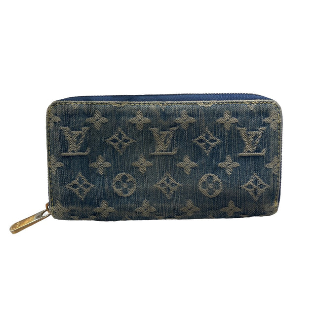 Louis Vuitton Zippy Wallet Monogram Denim Long Wallet Indigo - Pre-owned