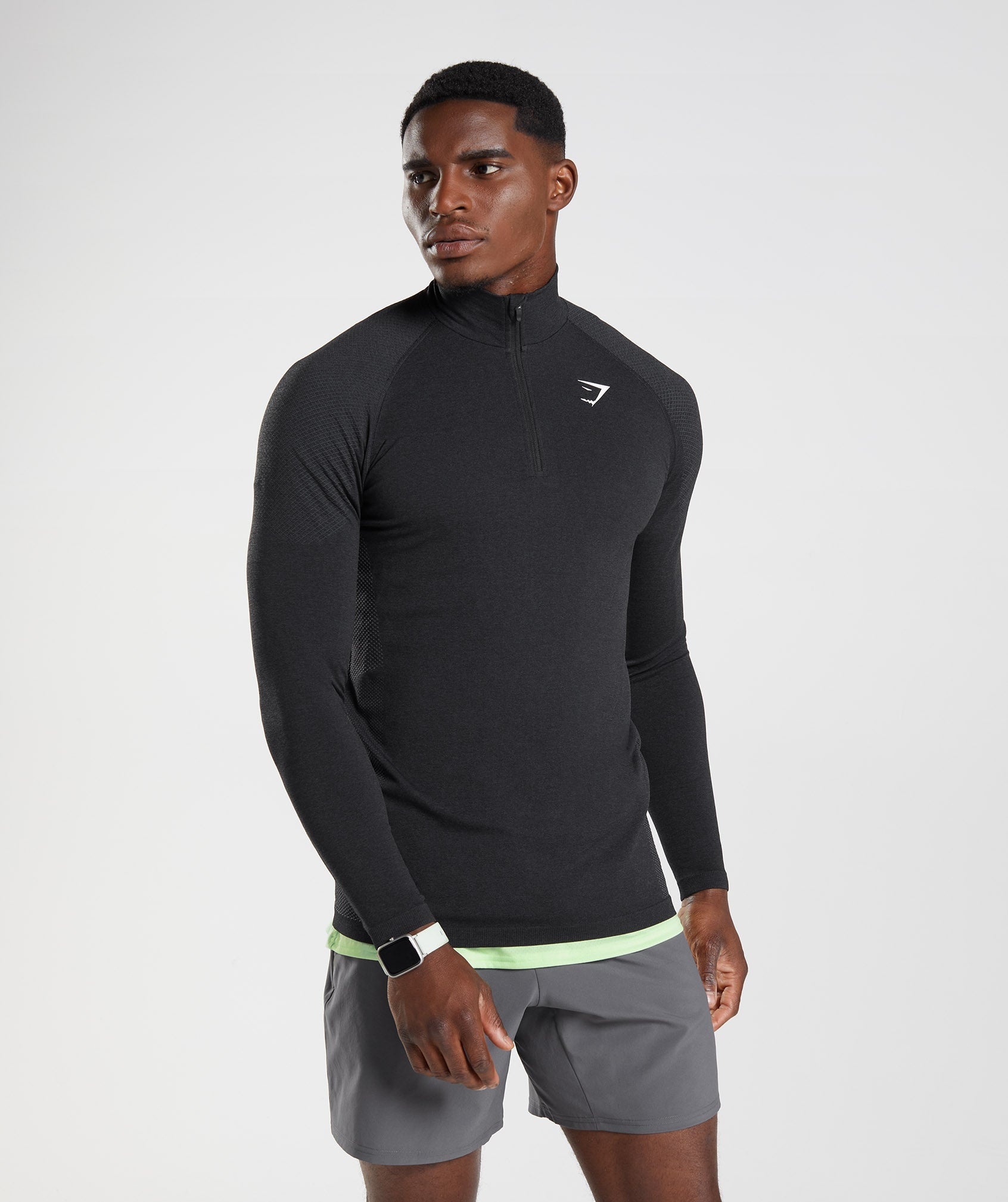 Gymshark Vital Seamless 1/4 Zip Black/Silhouette Grey