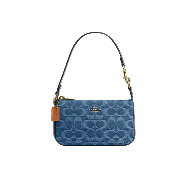 NOLITA 19 IN SIGNATURE DENIM DENIM/GOLD/INDIGO