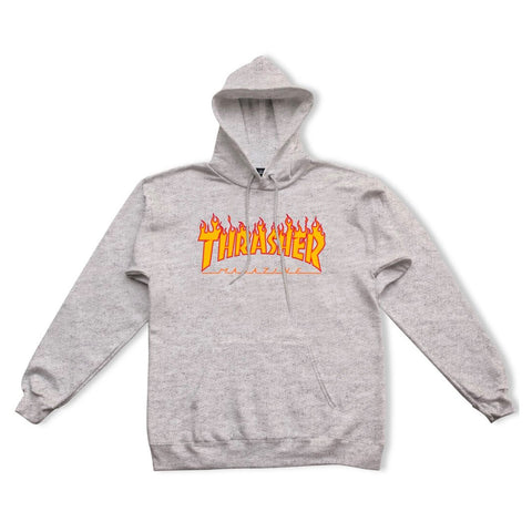 Thrasher Flame Hood Sweatshirt Grey