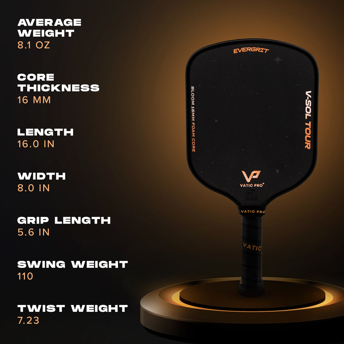 V-Sol Tour with Evergrit (16mm) (Includes Paddle Cover) (5)