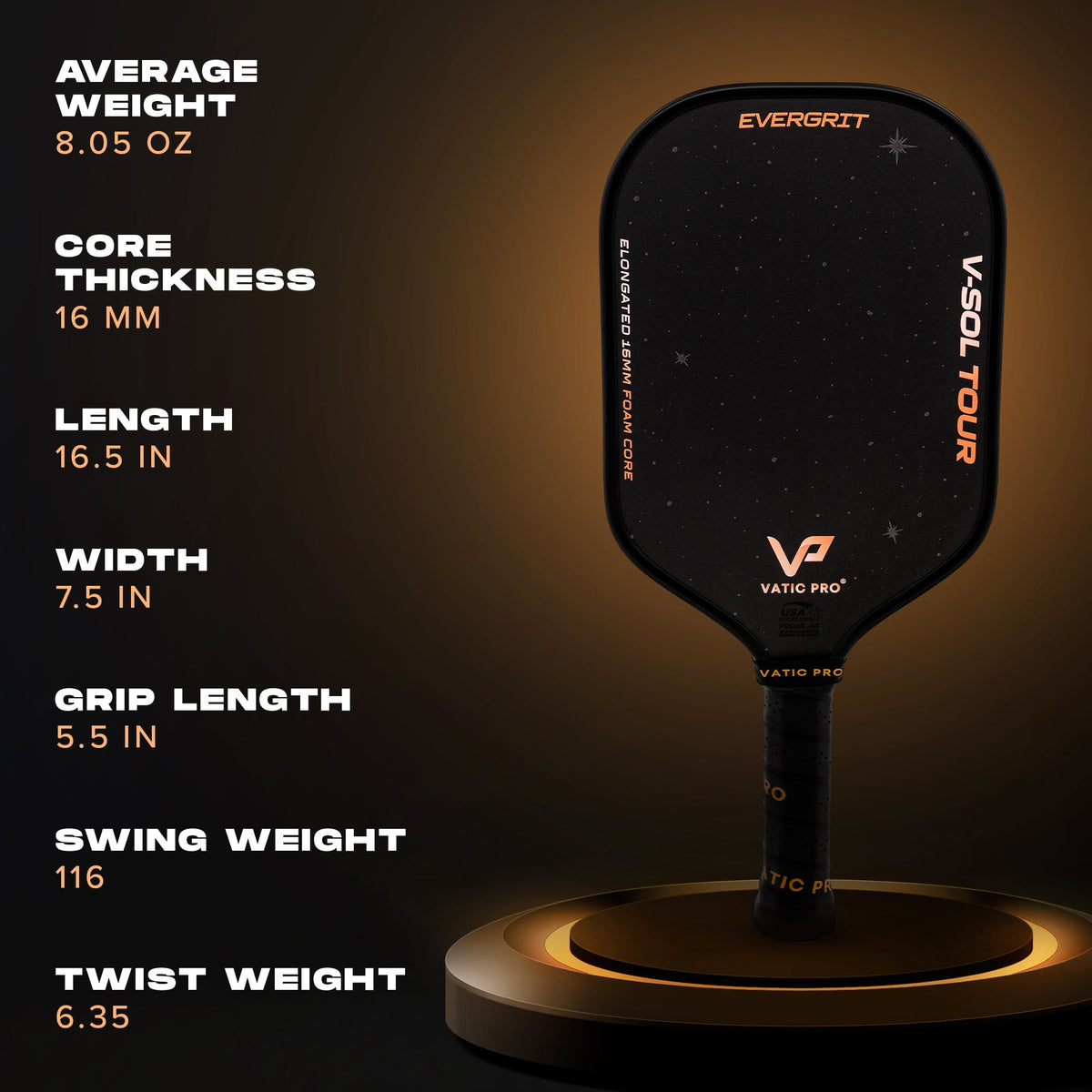 V-Sol Tour with Evergrit (16mm) (Includes Paddle Cover) (6)