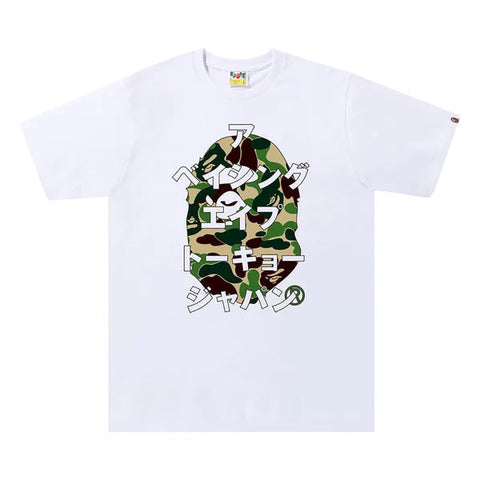 of A BATHING APE ABC CAMO JAPANESE LETTERS T-SHIRT- White