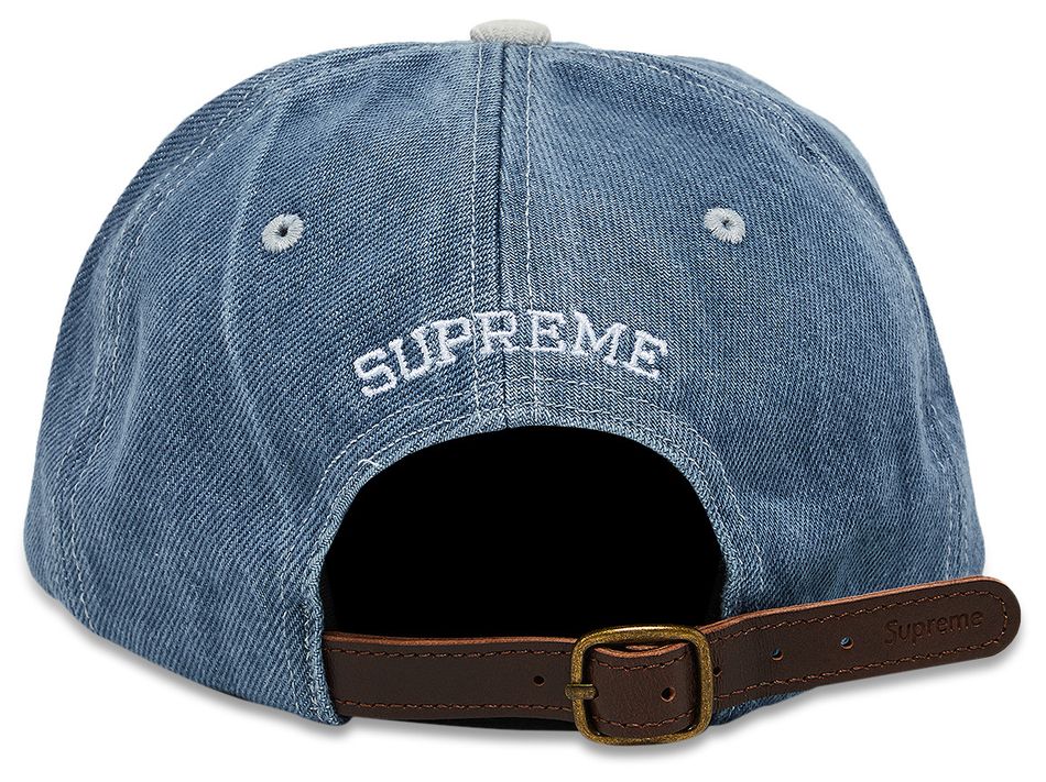 Supreme 2-Tone S Logo 6-Panel Cap Washed Denim – Three-Quarter View
