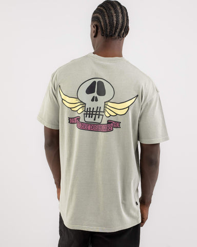 Stussy Skull Wings 50-50 Logo Pigment Stone T-shirt