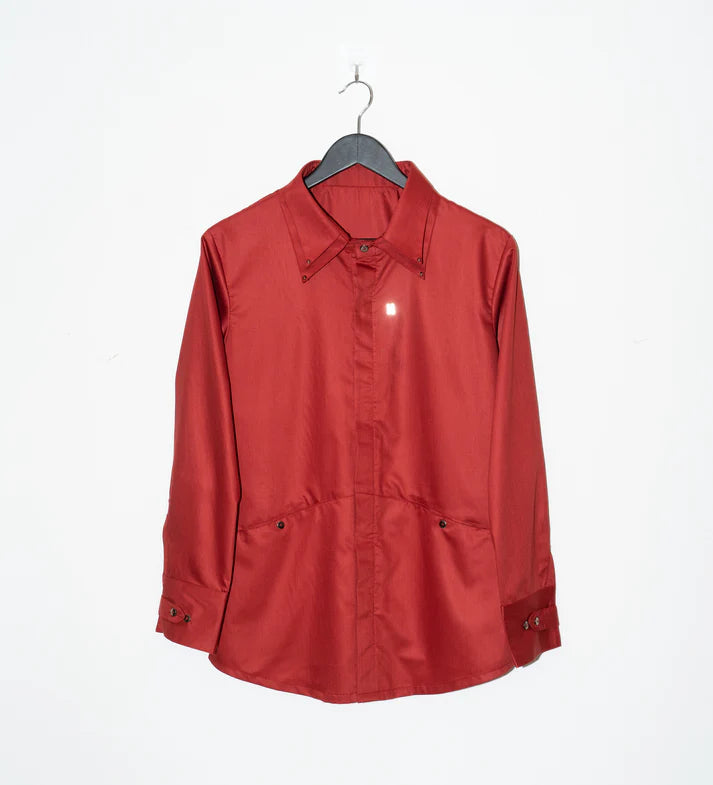 Red Cotton Sateen Shirt Male