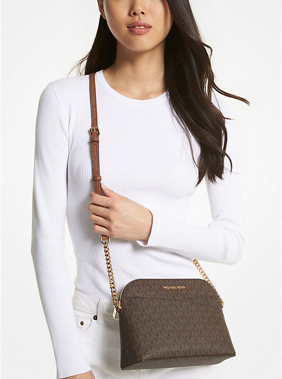 Jet Set Travel Medium Logo Dome Crossbody Bag 'Brown'