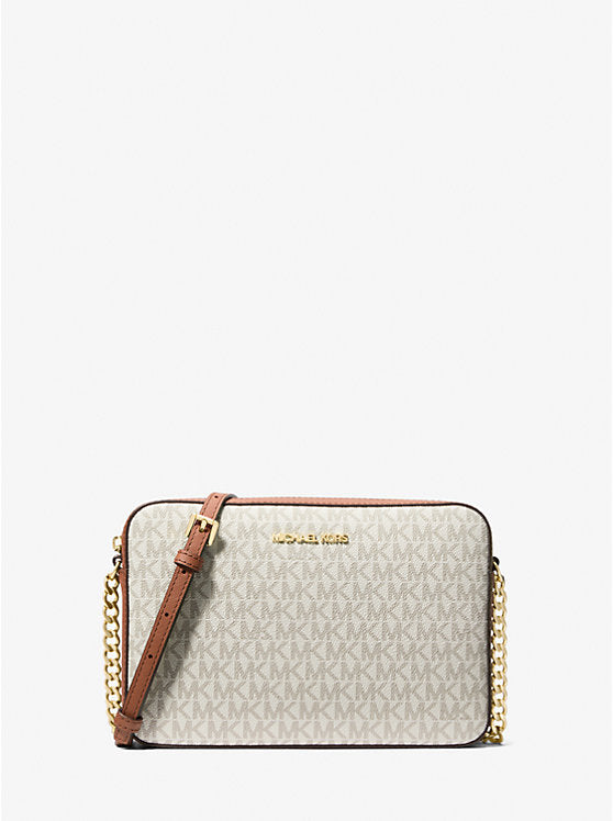 Jet Set Large Printed Logo Crossbody Bag 'Vanilla'