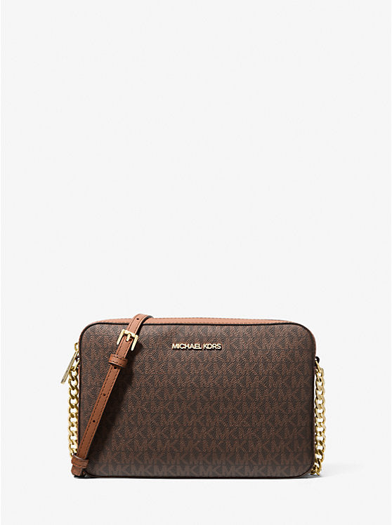 Jet Set Large Printed Logo Crossbody Bag 'Brown'
