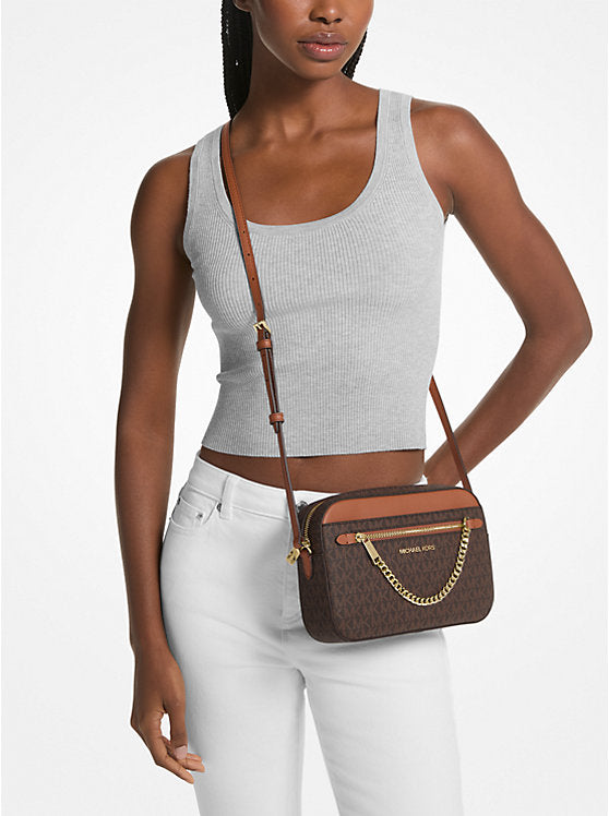 Jet Set Large Logo Crossbody Bag 'Brown'