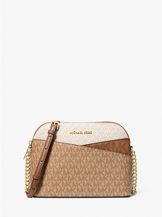 Jet Set Travel Medium Color-Block Signature Logo Crossbody Bag 'Camel'