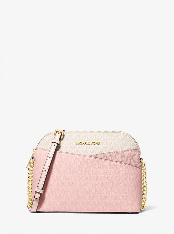 Jet Set Travel Medium Color-Block Signature Logo Crossbody Bag 'Powder Blush'