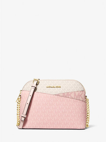 Jet Set Travel Medium Color-Block Signature Logo Crossbody Bag 'Powder Blush'