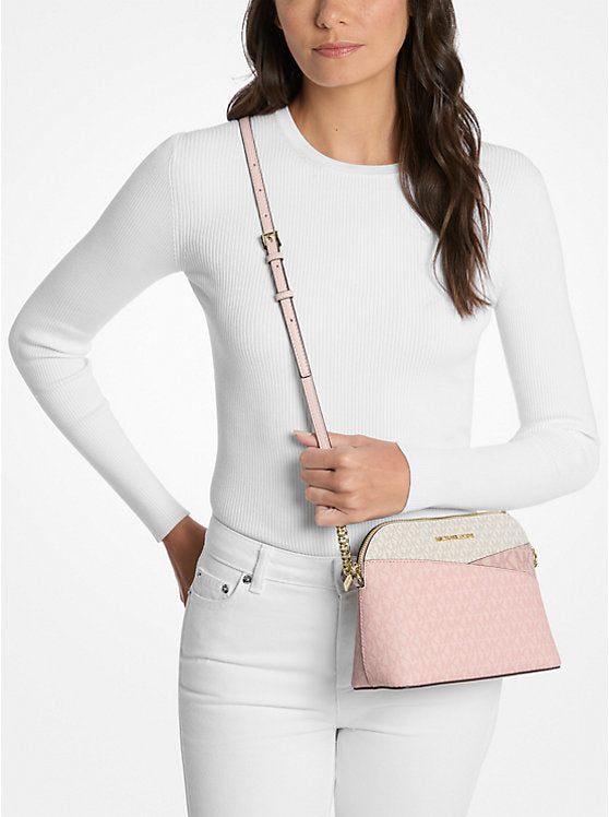Jet Set Travel Medium Color-Block Signature Logo Crossbody Bag 'Powder Blush'
