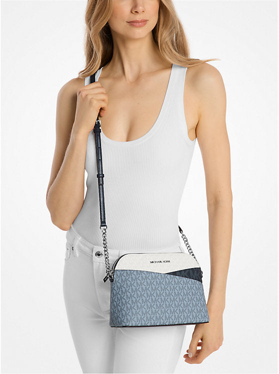 Jet Set Travel Medium Color-Block Signature Logo Crossbody Bag 'Admiral Blue'