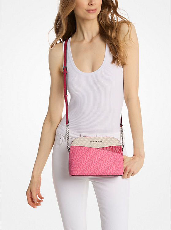 Jet Set Travel Medium Color-Block Signature Logo Crossbody Bag 'Dark Raspberry'