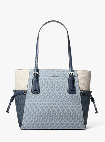 Voyager Large Color-Block Signature Logo Tote Bag - Pale Blue Multi – Pale Blue Multi