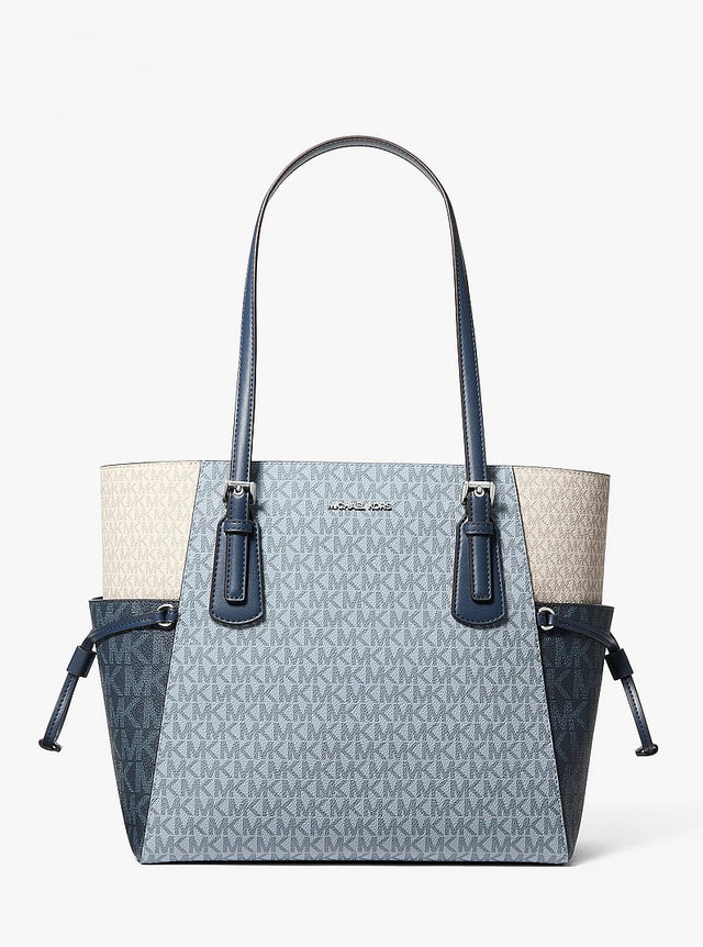 Voyager Large Color-Block Signature Logo Tote Bag - Pale Blue Multi – Pale Blue Multi