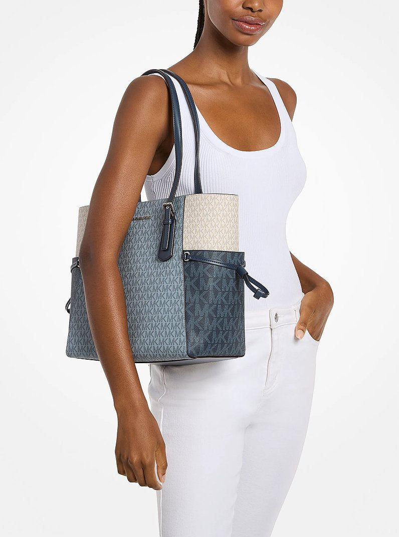 Voyager Large Color-Block Signature Logo Tote Bag - Pale Blue Multi – Pale Blue Multi (4)