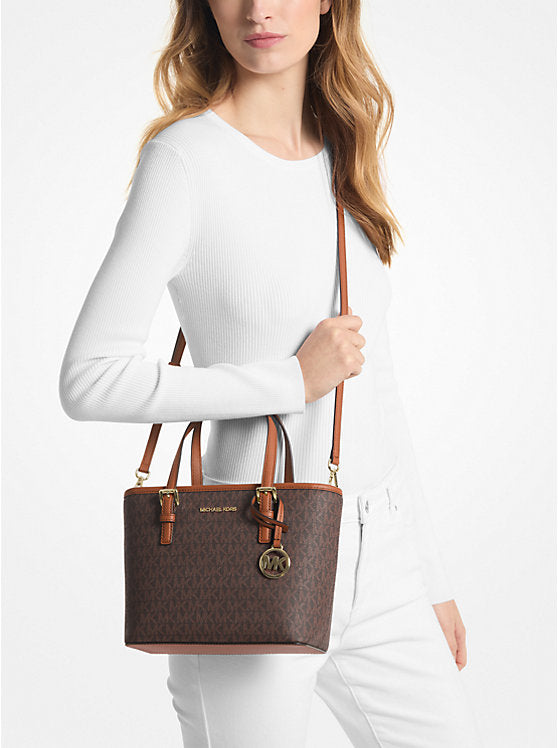 Jet Set Travel Extra-Small Logo Top-Zip Tote Bag 'Brown'