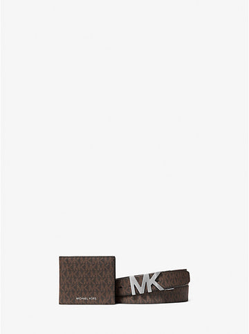 Signature Logo Wallet and Reversible Belt Gift Set 'Brown'