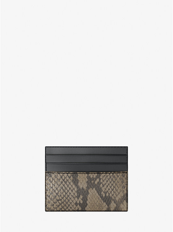Cyrus Snake Embossed Tall Card Case 'Driftwood'