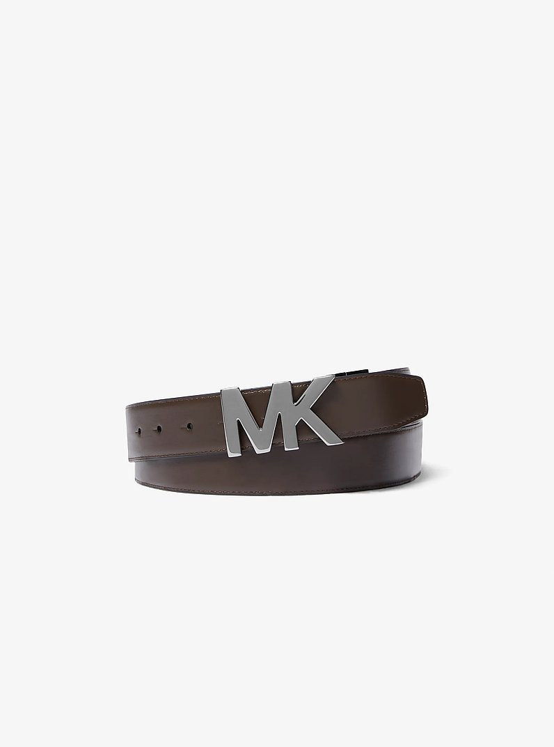 Michael Kors Reversible Signature Logo And Leather Belt Brown/Black in Black – Leather Reverse Side