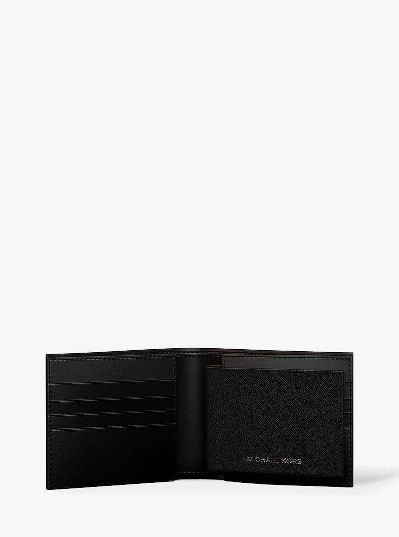 Michael Kors Cooper Saffiano Leather Billfold Wallet With Passcase Black in Black – Exterior Back View