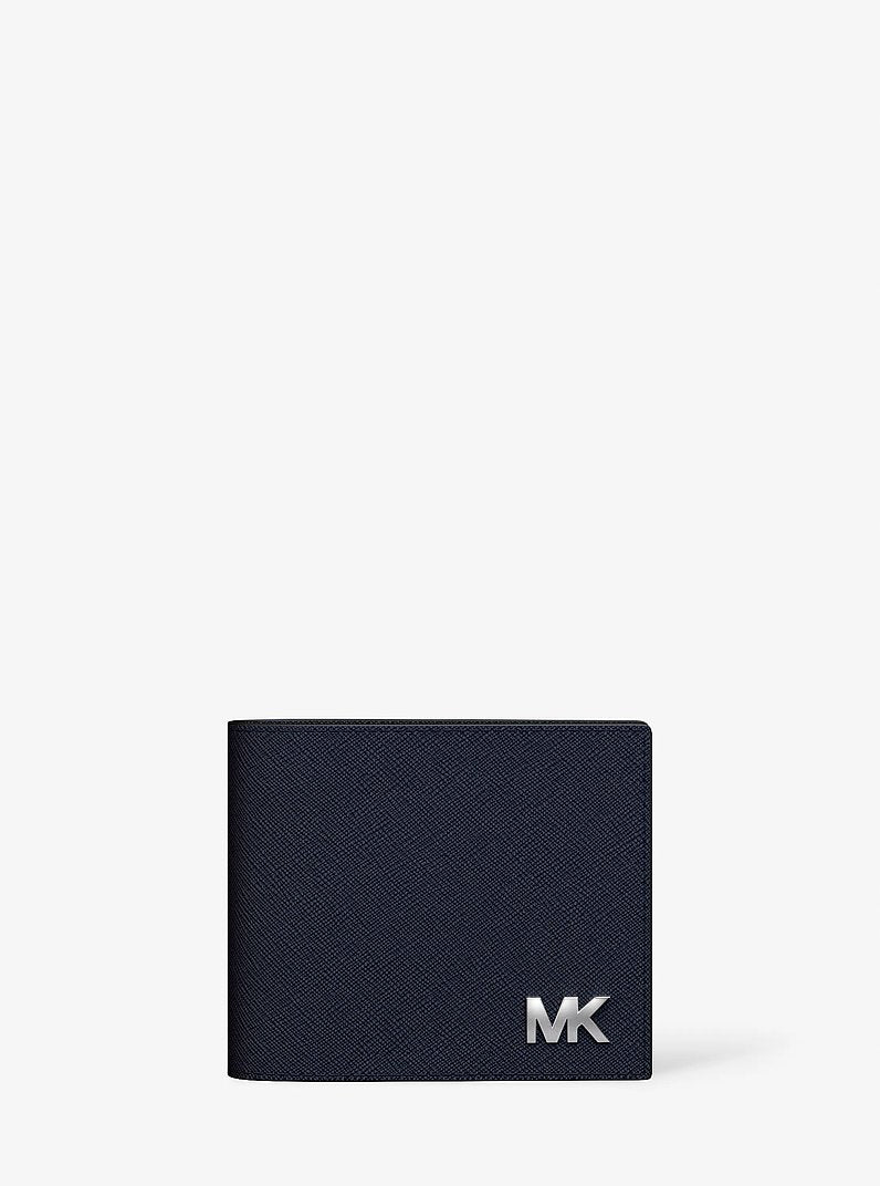 Michael Kors Cooper Saffiano Leather Billfold Wallet With Passcase Navy in Navy – Exterior Back View