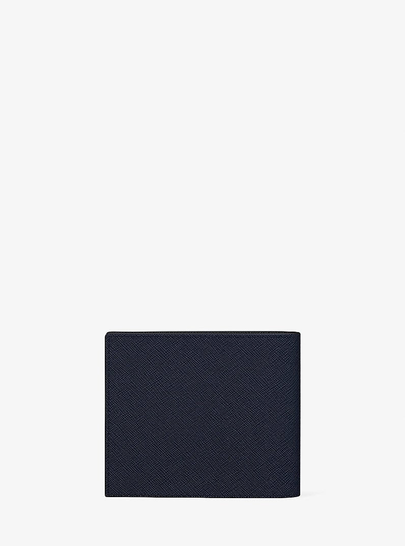 Michael Kors Cooper Saffiano Leather Billfold Wallet With Passcase Navy in Navy – Interior Open – Card Slots