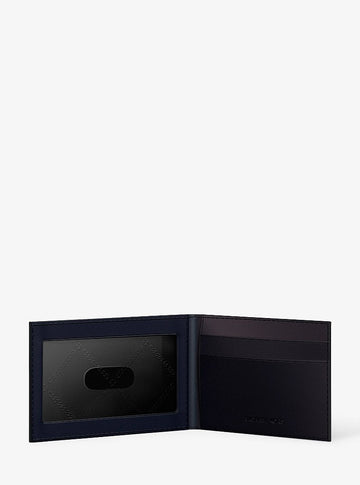 Michael Kors Cooper Saffiano Leather Billfold Wallet With Passcase Black in Black – Exterior Closed View