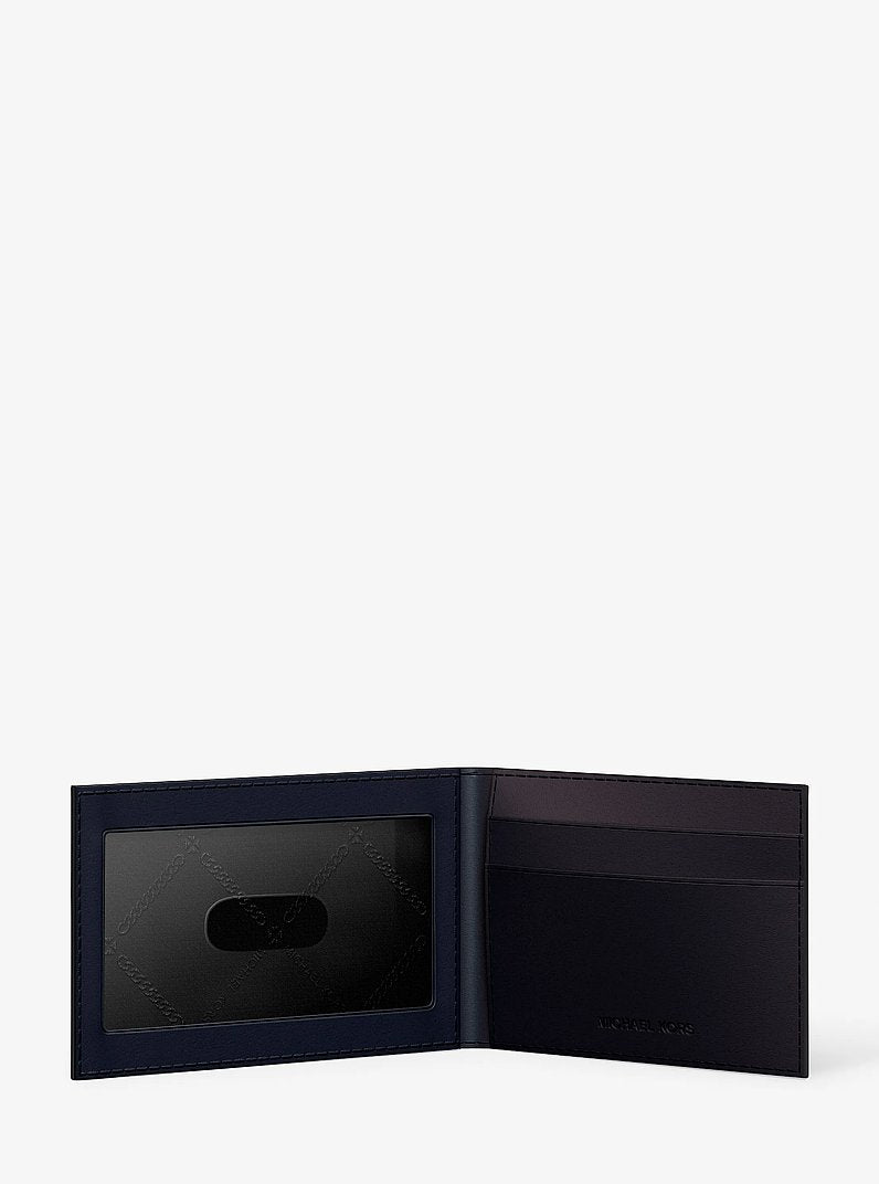 Michael Kors Cooper Saffiano Leather Billfold Wallet With Passcase Black in Black – Exterior Closed View