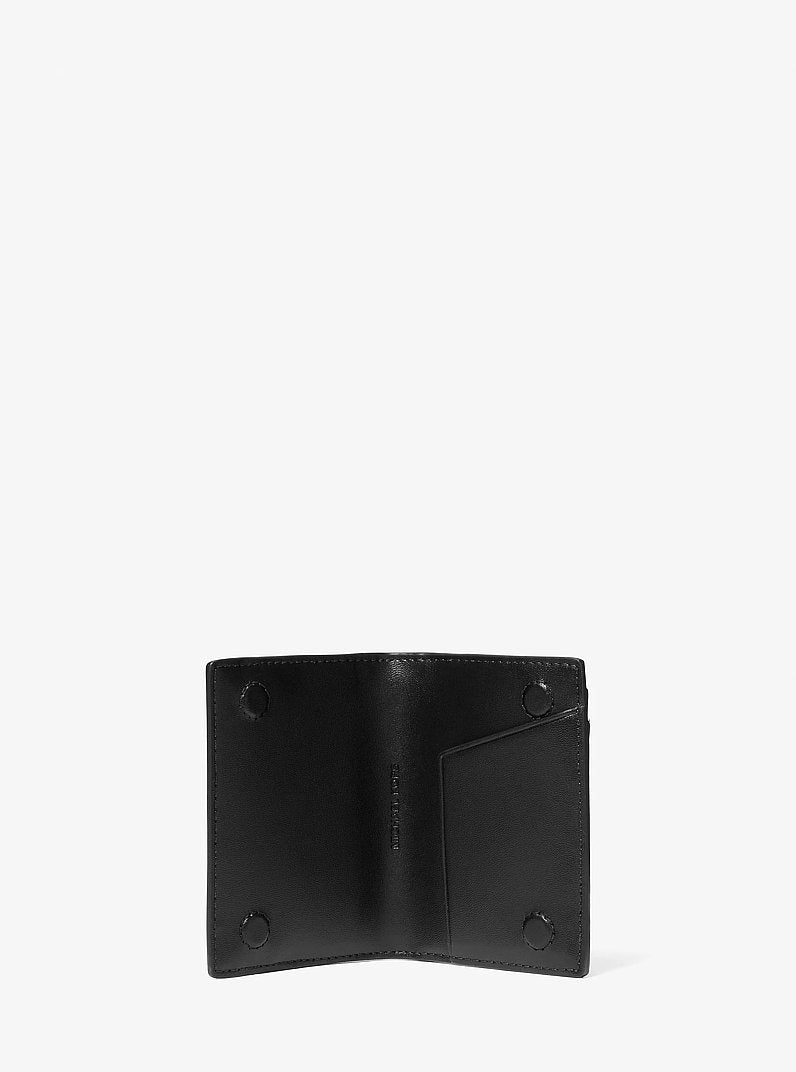 Michael Kors Cooper Large Signature Logo Folio Bi-Fold Wallet Pg/Blk Mul in Pink Grapefruit/Black Multi – Exterior Closed Vie