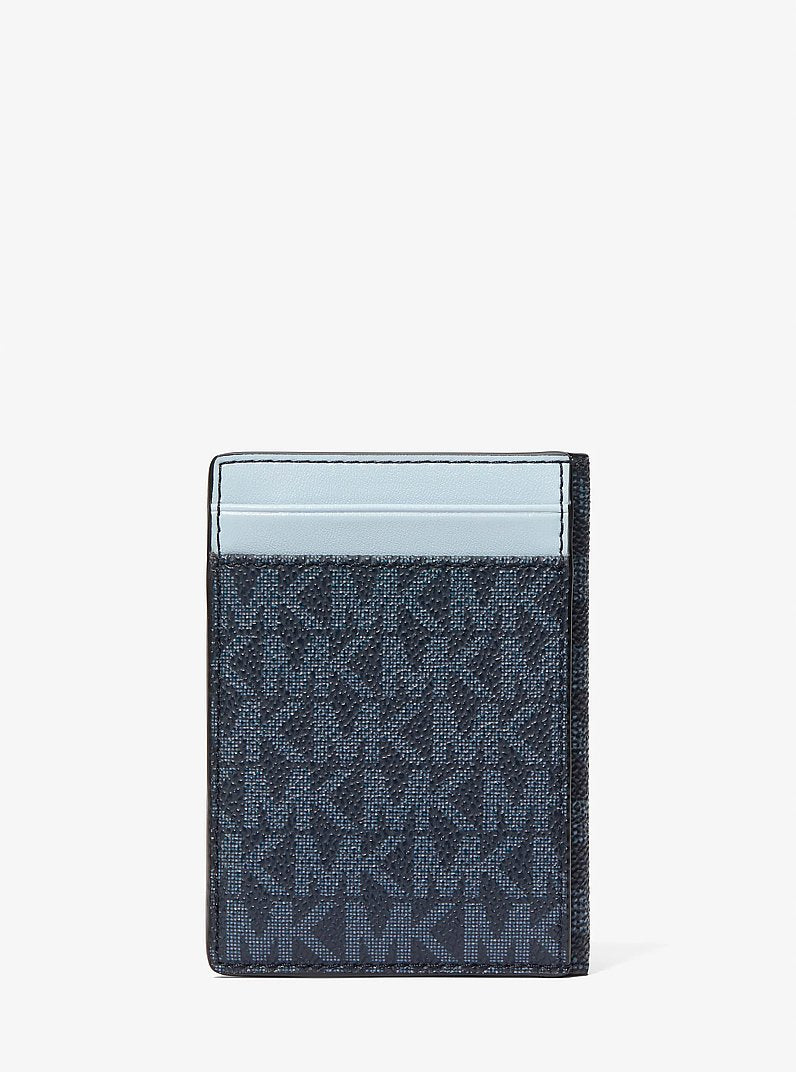 Michael Kors Cooper Large Signature Logo Folio Bi-Fold Wallet Admirl Multi in Admiral Multi – Interior Open – Card Slots