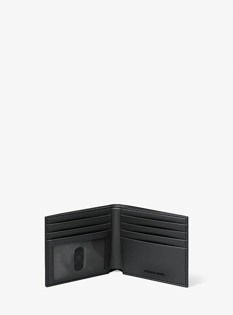 Michael Kors Cooper Signature Logo Billfold Wallet Pg/Blk Mul in Pink Grapefruit/Black Multi – Exterior Back View