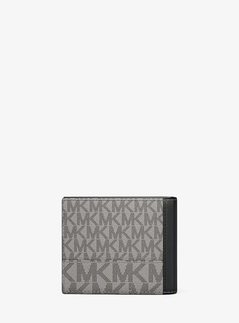 Michael Kors Cooper Signature Logo Billfold Wallet Pg/Blk Mul in Pink Grapefruit/Black Multi – Interior Open – Card Slots