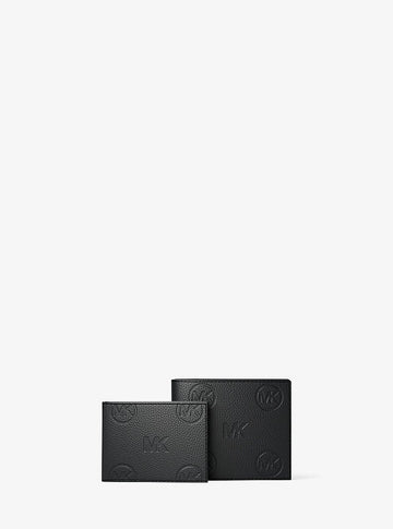 Michael Kors Cooper Logo Debossed Billfold Wallet With Passcase Black in Black – Exterior Closed View