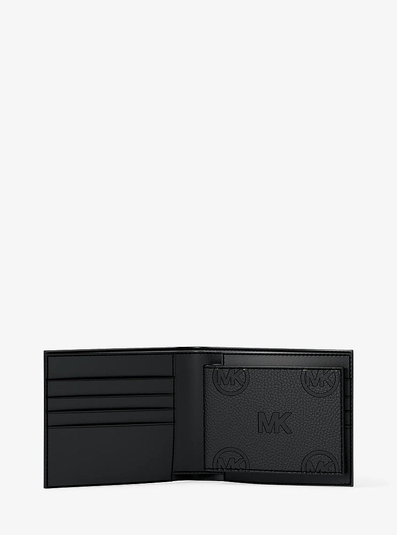 Michael Kors Cooper Logo Debossed Billfold Wallet With Passcase Black in Black – Exterior Back View
