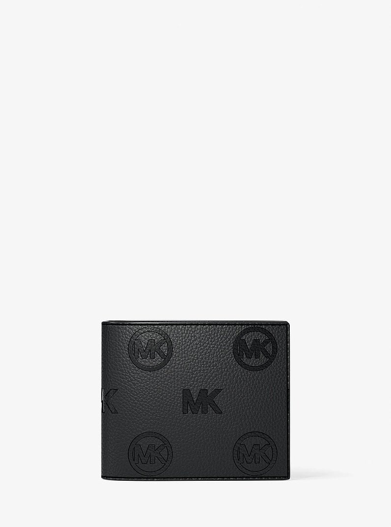 Michael Kors Cooper Logo Debossed Billfold Wallet With Passcase Black in Black – Interior Open – Card Slots