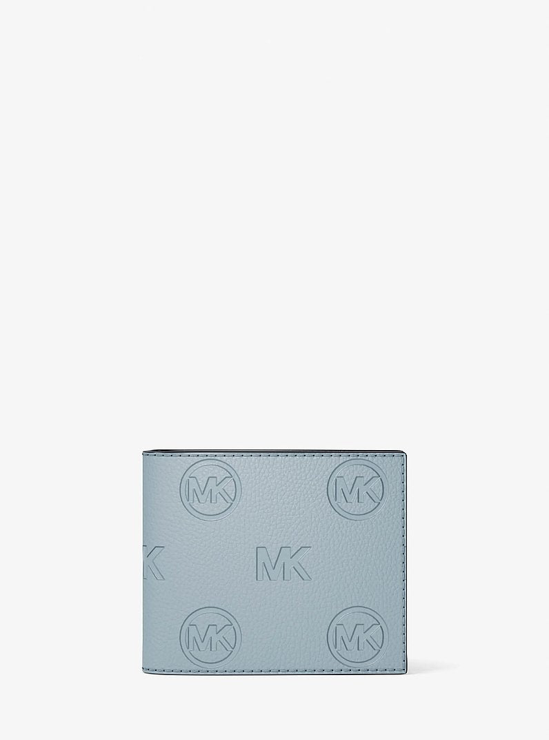 Michael Kors Cooper Logo Debossed Billfold Wallet With Passcase Pale Ocean in Pale Ocean – Interior Open – Card Slots