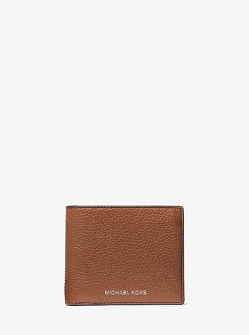 Michael Kors Cooper Pebbled Leather Billfold Wallet With Coin Pouch Luggage in Luggage – Exterior Closed View