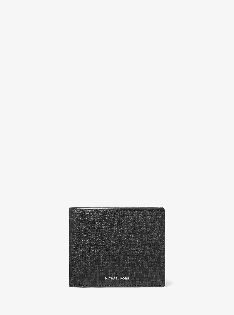 Michael Kors Cooper Logo Billfold Wallet With Coin Pouch Black in Black – Exterior Closed View