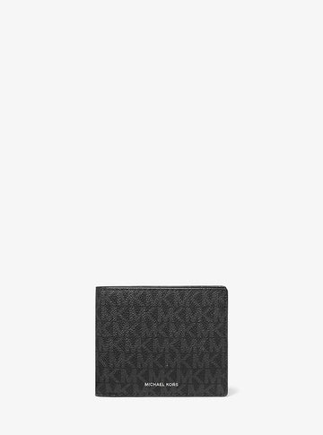 Michael Kors Cooper Logo Billfold Wallet With Coin Pouch Black in Black – Exterior Closed View