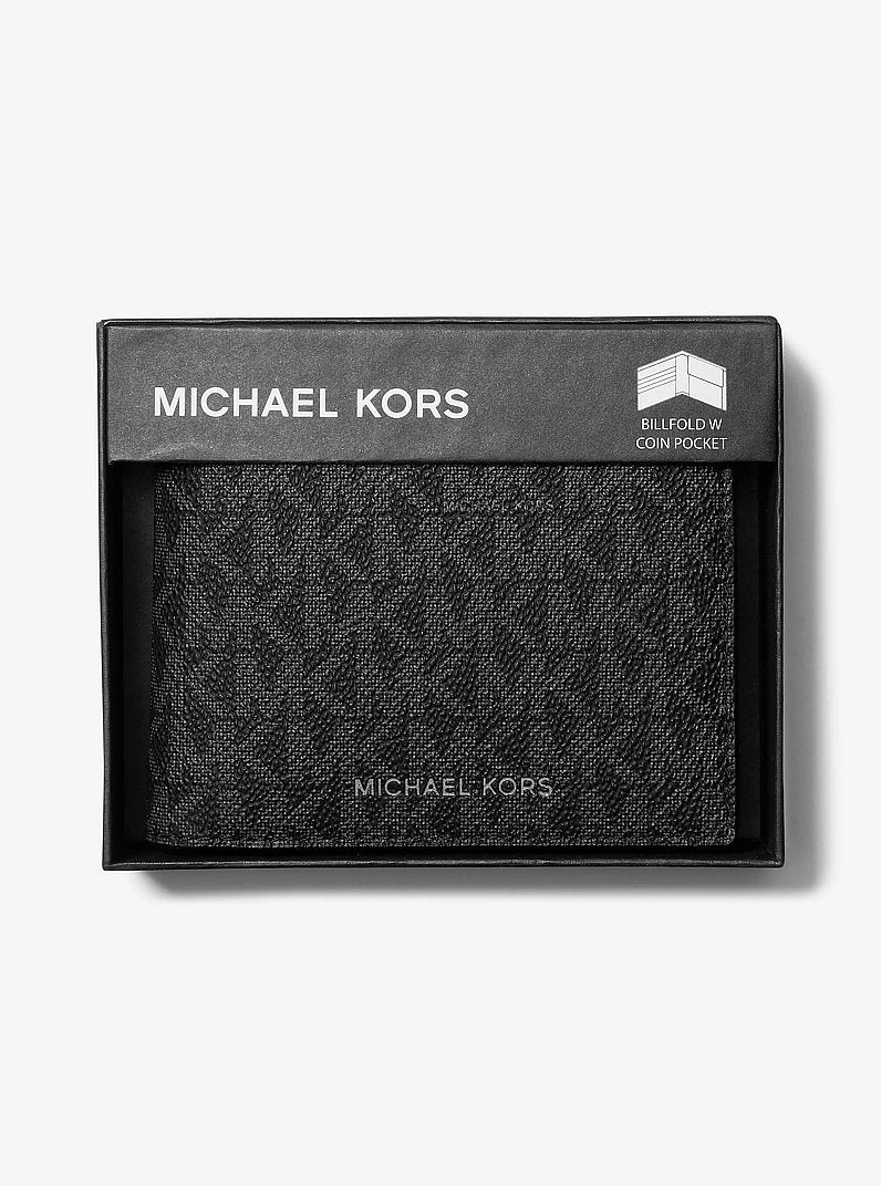 Michael Kors Cooper Logo Billfold Wallet With Coin Pouch Black in Black – Interior Open – Card Slots