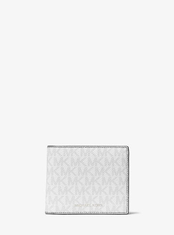 Michael Kors Cooper Logo Billfold Wallet With Coin Pouch Bright Wht in Bright White – Exterior Closed View
