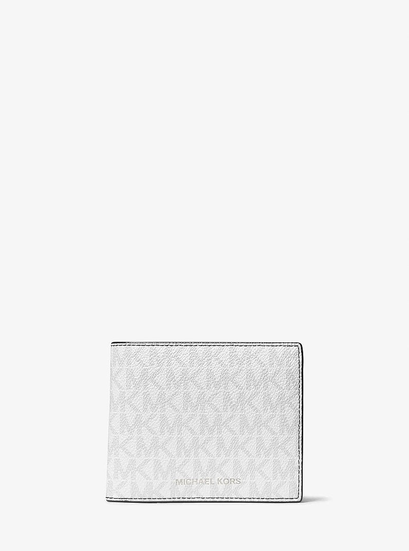 Michael Kors Cooper Logo Billfold Wallet With Coin Pouch Bright Wht in Bright White – Exterior Closed View