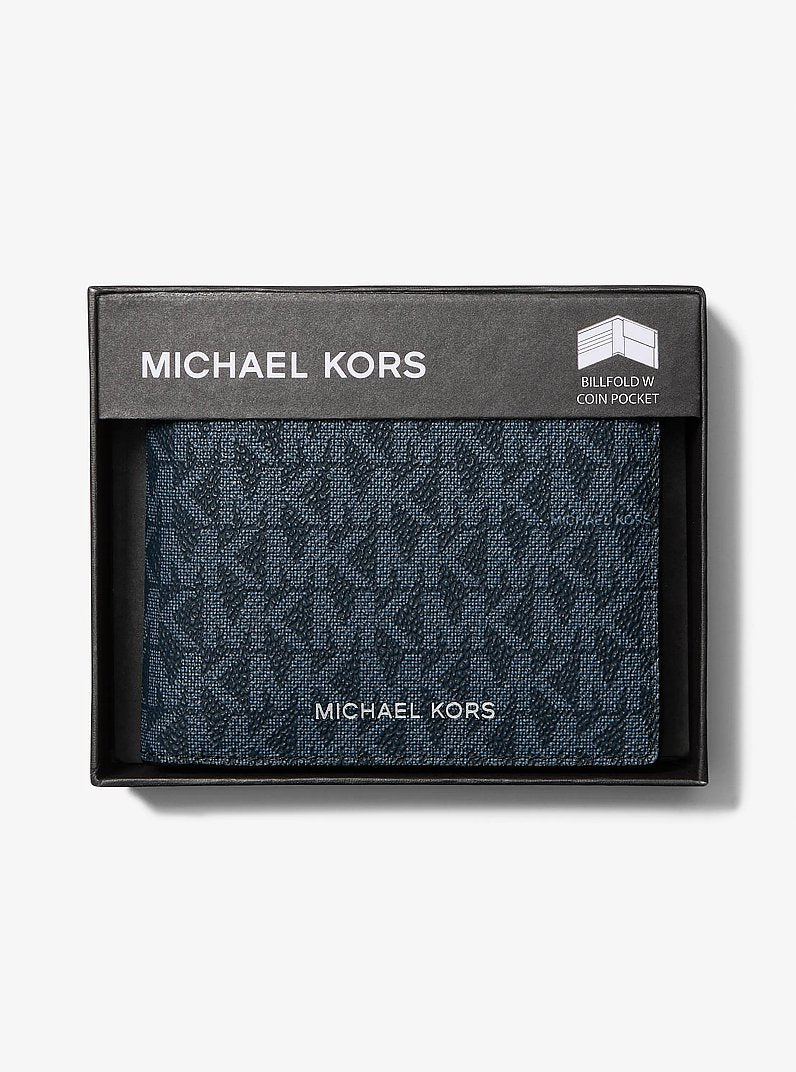 Michael Kors Cooper Logo Billfold Wallet With Coin Pouch Admrl/Plblue in Admiral/Pale Blue – Interior Open – Card Slots