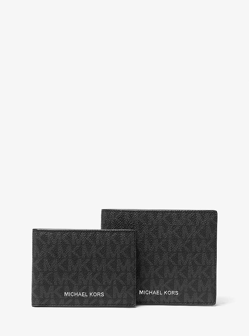Michael Kors Cooper Logo Billfold Wallet With Passcase Black in Black – Interior Open – Card Slots