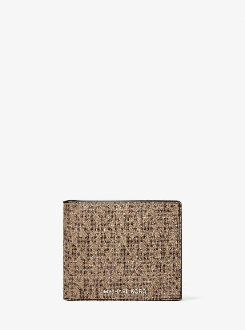 Michael Kors Cooper Logo Billfold Wallet With Passcase Camel in Camel – Interior Open – Card Slots