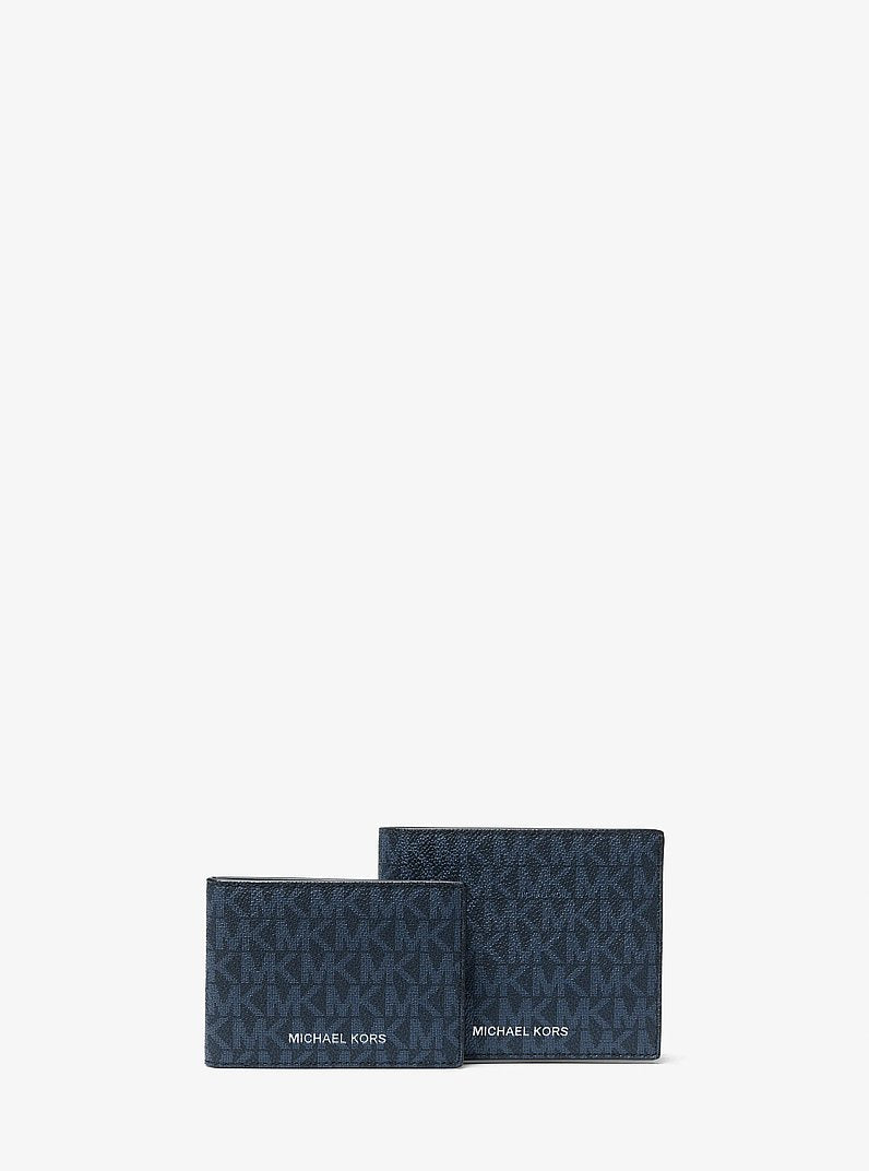 Michael Kors Cooper Logo Billfold Wallet With Passcase Admrl/Plblue in Admiral/Pale Blue – Interior Open – Card Slots